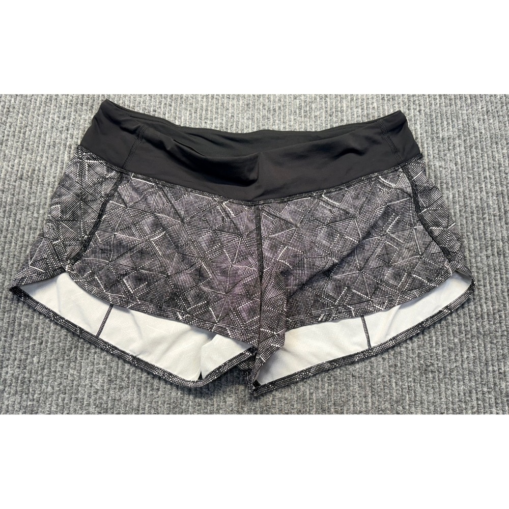 Lululemon Speed Up Short 2.5 Black White Geometric Dot Size 8 Running Short